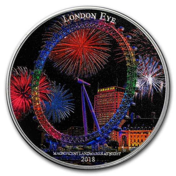 2018 Ivory Coast 2 oz Silver Magnificent Landmarks London Eye 2018 Ivory Coast 2 oz Silver Magnificent Landmarks London Eye